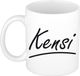Bellatio Decorations Kensi Naam koffiemok - beker - met sierlijke letters - wit