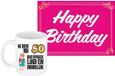 Bellatio Decorations Verjaardag cadeau koffiemok thema 50 jaar - vrouw - luid - met knaproze Happy Birthday wenskaart - A5 formaat