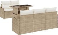 vidaXL Tuinbank Set 6-delig Beige Polyrattan