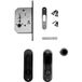 Fimet Kit porte coulissante NINA - poignées coquilles avec serrure pour porte coulissante, verrouillage WC - Noir mat