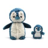 LES DÉGLINGOS PTIPOTOS by GLISSOU Le Pinguïn Maman & Bebe – ultrazacht pluche dier 2-in-1 – cadeau voor geboorte, verjaardag, Kerstmis – 24 cm – blauw en wit