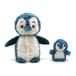 LES DÉGLINGOS PTIPOTOS by GLISSOU Le Pinguïn Maman & Bebe – ultrazacht pluche dier 2-in-1 – cadeau voor geboorte, verjaardag, Kerstmis – 24 cm – blauw en wit