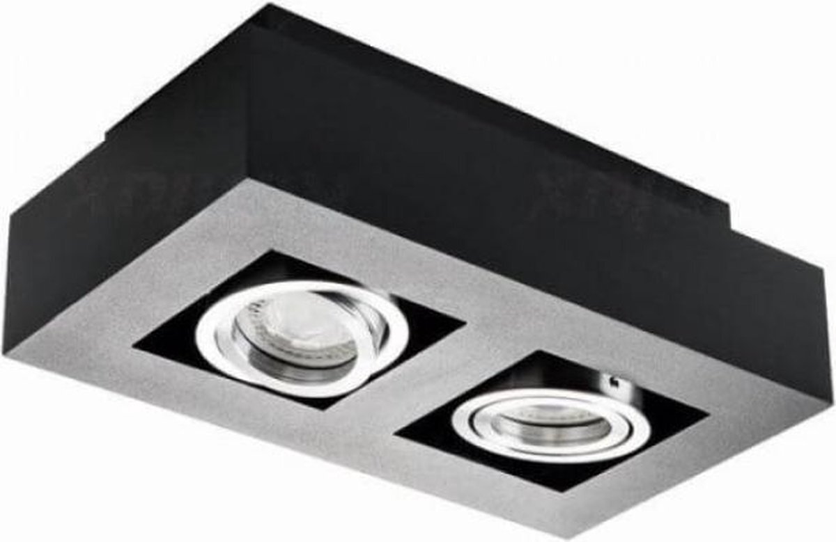 Kanlux LED GU10 plafondspot armatuur zwart - Dubbelvoudig voor 2 LED GU10 spots - Excl. LED spots