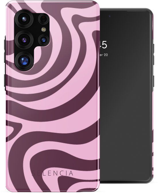 Selencia Hoesje - Geschikt voor Samsung Galaxy S25 Ultra - Backcover - Wavy Swirl Pink Plum
