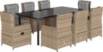 vidaXL 9-delige tuinset met kussens, beige, van polyrotan