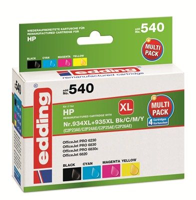 Edding EDD-540 - Inktcartridge - Cyaan, geel, magenta, zwart - 4 stuks - voor HP OfficeJet PRO 6230, 6830, 6830c