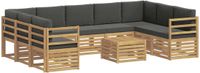 vidaXL - Bank loungeset - 9 zitplekken - Polyester - Wit en antracietkleurig