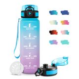 Sportwaterfles, motiverende waterfles met filter, gemakkelijk te transporteren, met tijdschaal, lekvrij, gemakkelijk te reinigen, voor kantoor, camping, fiets, reizen