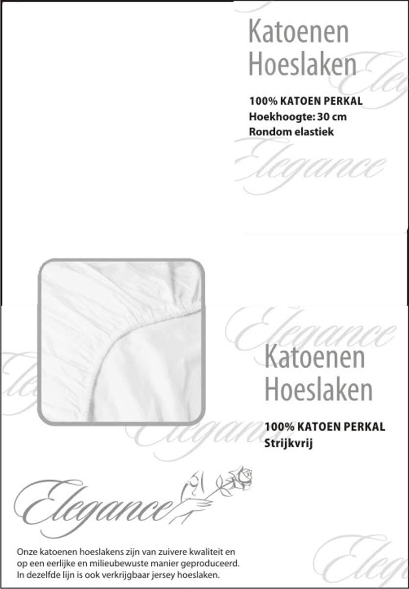 Elegance Hoeslaken Katoen Perkal - wit 160x200