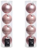 Decoris Kaemingk B.V. 8x Lichtroze glazen kerstballen 10 cm - Mat/matte - Kerstboomversiering lichtroze