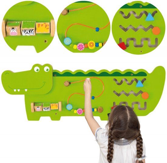Viga Toys - Krokodil - Wandspeelbord - Groen - 91 cm
