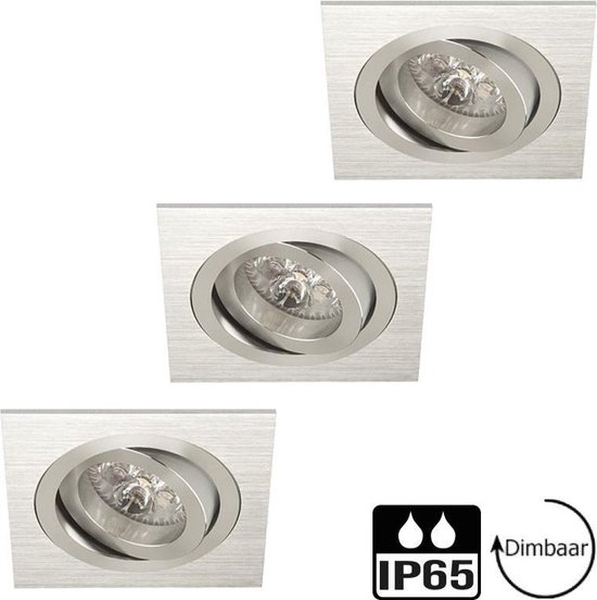 Lybardo Inbouwspots - 3-pack - Spotjes inbouw - Kantelbaar + GU10 LED - 5.5W - Dimbaar - 2700K warm wit