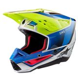 Alpinestars S-M5 Sail Casque ECE 22.06 Jaune Fluo Émail Bleu Argent Brillant Taille XL