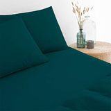 Het linnen werf 250 draad tellen hoeslaken, Teal, Super King