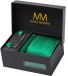 Massi Morino Stropdas Set Smaragdgroen met Pochet, Manchetknopen en Dasspeld - One Size