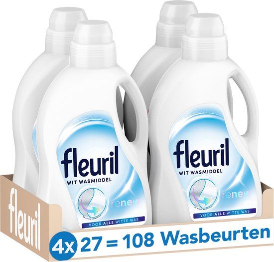 Fleuril Renew White - Vloeibaar Wasmiddel - Voordeelverpakking - 4 x 27 Wasbeurten - 108 Wasbeurten