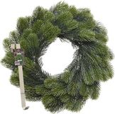 Merkloos Kerstkrans 50 cm - groen - met messing zilveren hanger/ophanghaak - kerstversiering