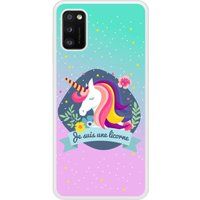 Samsung Bedrukt siliconen hoesje compatibel met Galaxy A41 Je suis une licorne