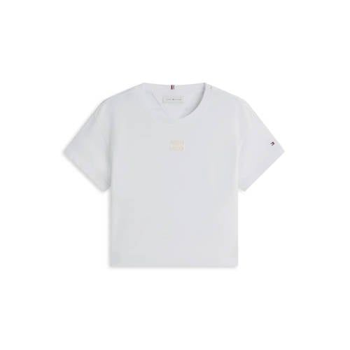 Tommy Hilfiger T-shirt wit Meisjes Katoen Ronde hals Effen - maat 140