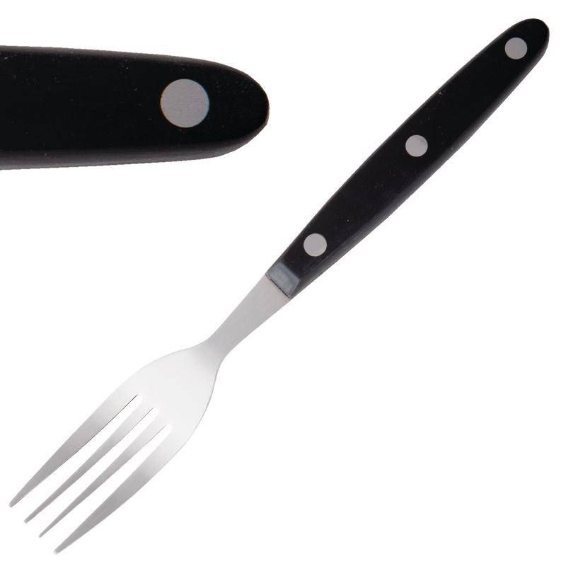 Olympia Steakvork zwart heft per 12 stuks - RVS 18/0 Set van 12