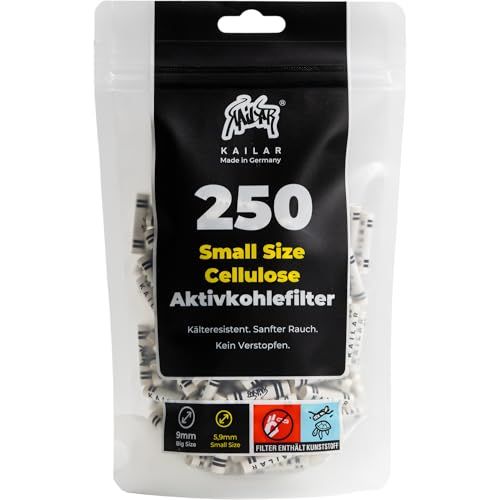 KAiLAR 250 White Cellulose actieve koolfilter Slim (5,9 mm) met veganistische actieve kool uit kokosnootschalen