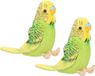 Heunec Geharo Bv 2x stuks pluche knuffel vogel Parkiet groen 11 cm - Grasparkieten