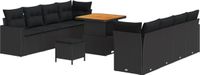 vidaXL Tuinbank Set Zwart Poly Rattan