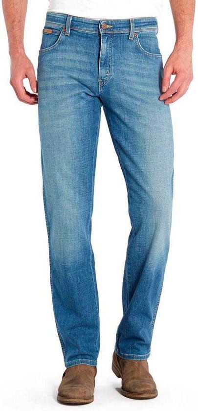 Wrangler Texas Contrast Straight Jeans - Worn Broke - Blauw - Heren - Maat 40W / 30L