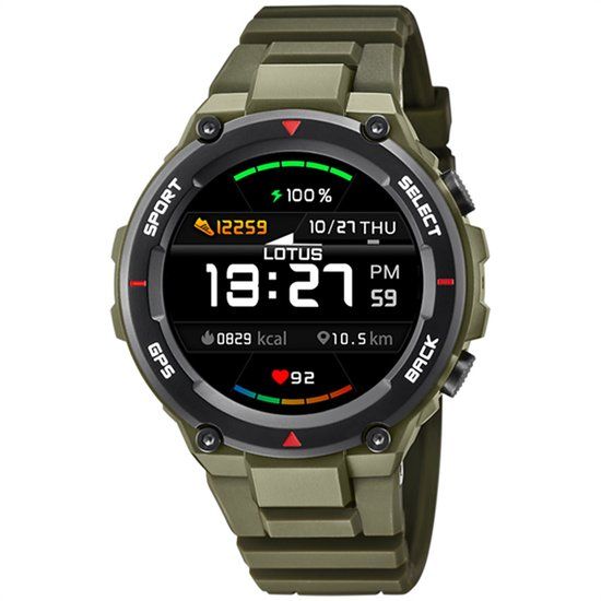 Lotus Heren Smartwatch 50024/3 - Digitaal - Bruin Siliconen Band - 51 mm
