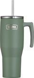 Thermos REFRESHING SERIES Isolerende drinkbeker, 1,1 l, mat groen, met rietje en handvat voor onderweg, werk of thuis, smaakneutraal, dubbelwandig roestvrij staal, groen