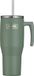 Thermos REFRESHING SERIES Isolerende drinkbeker, 1,1 l, mat groen, met rietje en handvat voor onderweg, werk of thuis, smaakneutraal, dubbelwandig roestvrij staal, groen