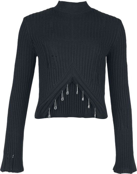 Gothicana by EMP Gothicana Zwarte trui met metalen details - Dames - S