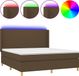 vidaXL Boxspring met matras en LED stof donkerbruin 160x200 cm