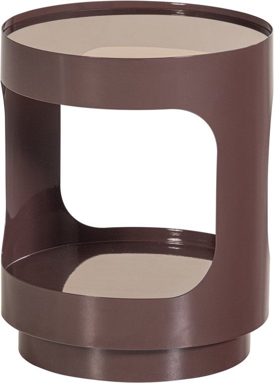 WOOOD Sero Bijzettafel - Metaal/Glas - Bruin - 45x37x37