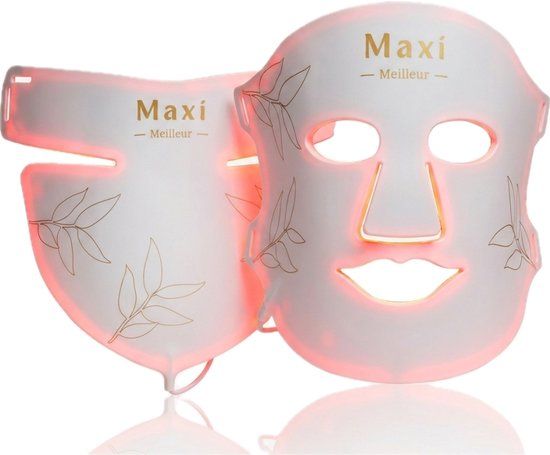 Maxi Meilleur Pro Series full set - led masker & decolleté – uw verbeterde anti aging routine met lichttechnologie - huidverjongingsapparaat - Red Light Therapy (rood & infrarood licht) - LED Gezichtsmasker & Decolleté White