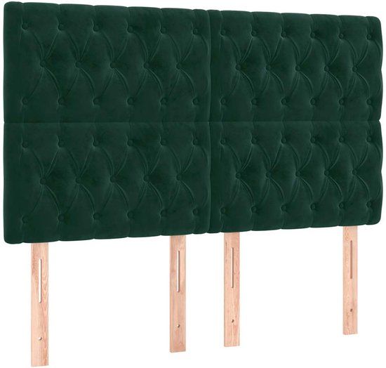 vidaXL Hoofdbord donkergroen fluweel 144x7x118/128 cm