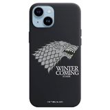 Personalaizer Flexibele zwarte beschermhoes voor iPhone 15 Plus Winter is Coming