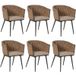 HWC-N38 Set van 6 aluminium eetkamerstoelen met Olefin rope weave touw en beige kussens