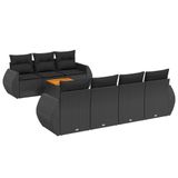 VidaXL Loungeset met kussens, poly rattan, zwart