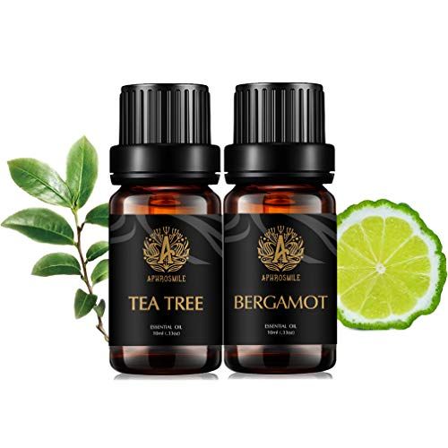 Aphrosmile Aromatherapie bergamot etherische olie set voor diffusers, 2 x 10 ml 100% pure theeboom etherische oliën voor het maken van kaarsen, therapeutische kwaliteit theeboom oliën, kit 100% pure bergamot oliën, set voor thuis