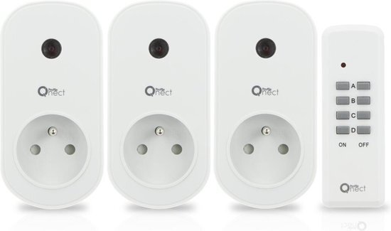 Profile QNECT draadloos stopcontact - set 3 stuks - met afstandsbediening - max 1000W - wit