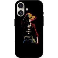 One Piece Manga Anime Luffy Zwarte Achtergrond Hoesje voor iPhone 16 Plus