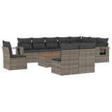 vidaXL Tuinbank Rotan, Staal, Acaciahout Donkergrijs