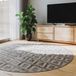 benuta Basic Vloerkleed voor woonkamer, Leo, lichtgrijs, 160 cm, rond, boho-reliëf, abstract tapijt voor slaapkamer, hal, eetkamer, geschikt voor vloerverwarming