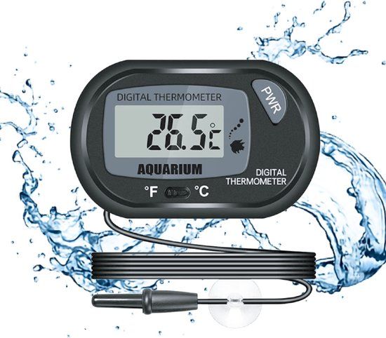 Tool Meister AQM1 Aquarium Thermometer - Zwart - Met Meetsonde - LCD - Spatwaterdicht