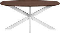 QUVIO Eettafel Sofia - Deens ovaal - 160x90 cm - Witte kruispoot - FSC® gecertificeerd mangohout - Bruin