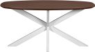 QUVIO Eettafel Sofia - Deens ovaal - 160x90 cm - Witte kruispoot - FSC® gecertificeerd mangohout - Bruin