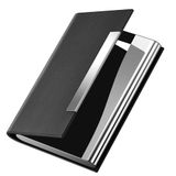 Visitekaartjeshouder Visitekaartjeshouder, visitekaartje hoesje luxe PU leer en roestvrij staal multi card case, visitekaarthouder portemonnee creditcard ID hoesje/houder voor mannen en vrouwen. (zwart)