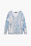 Desigual Vrouwentrui Ottawa Blauw Katoen L Lange Mouw V-hals Tie-dye Casual