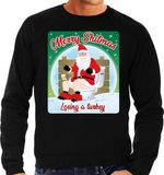 Bellatio Decorations Shoppartners Bv Foute Kersttrui - sweater - Merry Shitmas Losing a Turkey - zwart - M